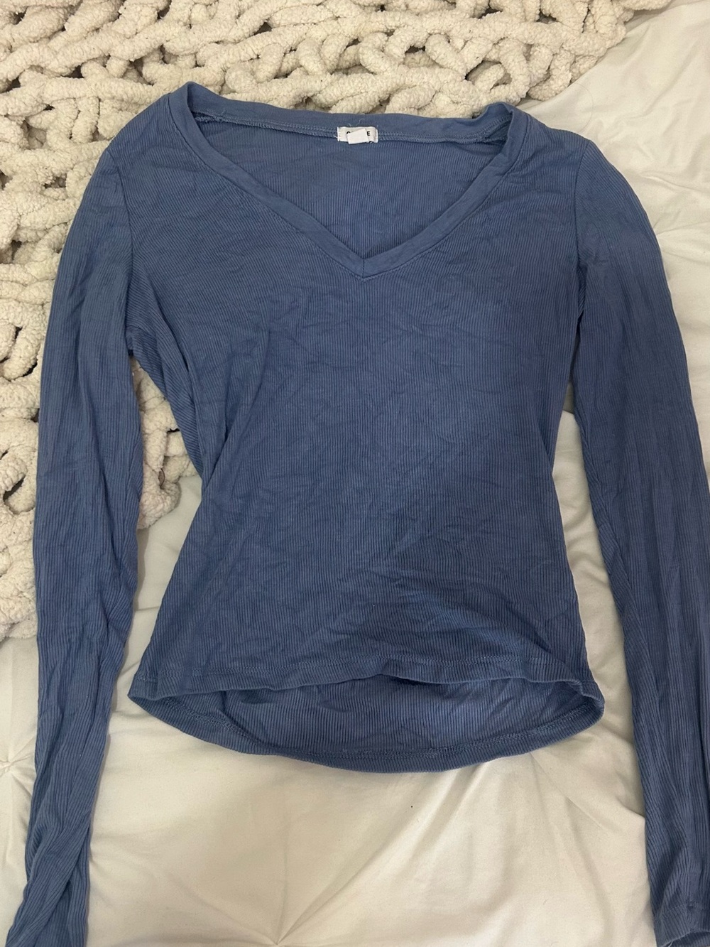 Garage Slate Blue V-Neck Long Sleeve Top